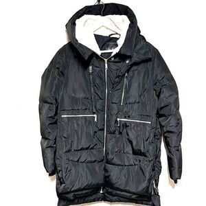 Sam Edelman Black High Fashion Over Sized Down Parka Coat Sz XS